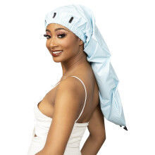 Esha Girl  Duschhaube fr extra lange Haare, Zpfe, Locs Twists  wasserdicht  gute Passform garantiert kein Auslaufen  einfaches Anknpfen (Hellb