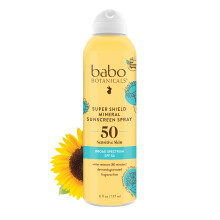 Babo Botanicals Super Shield Mineral Sunscreen Spray SPF 50 - Natuurlijk zinkoxide en titaniumdioxide - Extra gevoelige huid - Waterbestendig - V