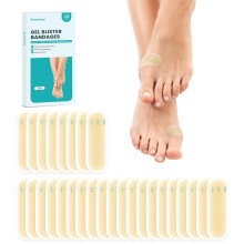 Promifun Blister Bandages - 28 ct Hydrocolloid Cushions for Foot Toe Heel - Water Resistant Gel Pads for Prevention & Recovery Bunion Pack