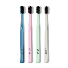 Boka Classic Manual Toothbrush with Extra Soft Activated-Charcoal Tapered Bristles Bioplastic Handle That Includes Travel Cap Dentist-Approved