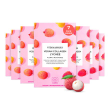 Vitamasques Vegan Collagen Lychee Face Sheet Mask Aufpolsternde und feuchtigkeitsspendende Gesichtsmaske mit Litschi-Extrakt und Hyaluronsure nat