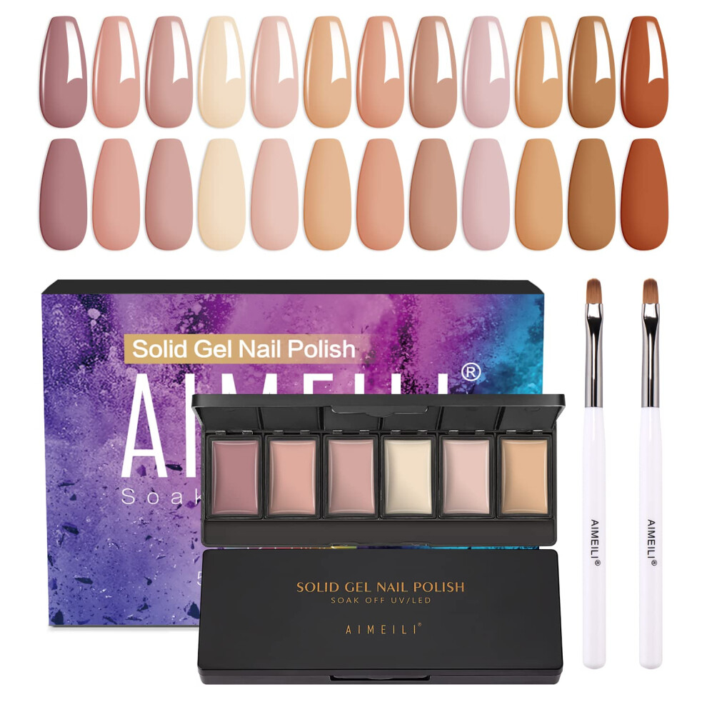 Aimeili Hema Free Solid Gel Nail Polish 12 Colours Neutral Nude Brown Solid Nail Gel Soak Off U V Led Neutral Solid Cream Gel Polish Set 3