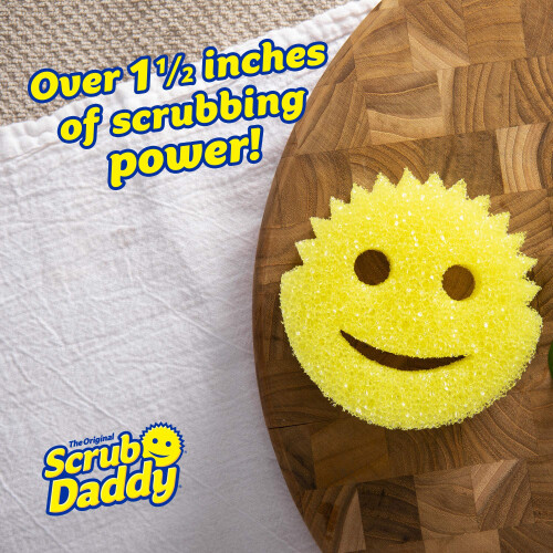 Scrub Daddy Original Dish Sponge Twin Pack  Smiley Face Sponges for Cleaning & Washing Up - Multipack Kitchen Non Scratch Scourers with FlexTextu 1