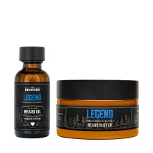 Live Bearded: Beard Oil and Beard Butter Grooming Kit - Legend - All-Natural Ingredients with Shea Butter Argan Oil Jojoba Oil and More - Beard