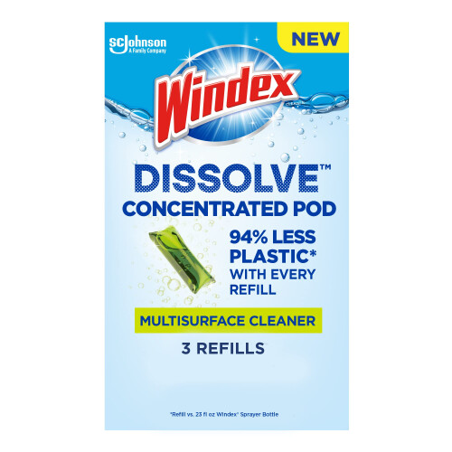 Windex Dissolve Capsule Concentrate, Detergent Multisuprafață, 3 Capsule Reumplere