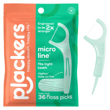 Plackers Micro Line Dental Floss Picks Fold-Out FlipPick Tuffloss Nem opbevaring med sikker lynlsforsegling Frisk mynte smag 36 antal (emballage