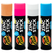 Sun Zapper Zinc Oxide Sunscreen Sticks - SPF 50+ Water Resistant - Beach Pack with 4 Colors (Light Skin Tone  Pink  White  Blue) - Broad Spectrum