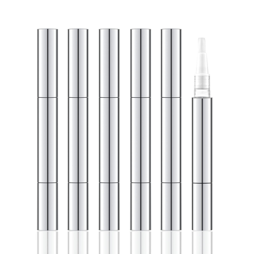 Lil Ray 3Ml Empty Nail Oil Pen With Brush Twist Pen For Tooth Whitening Gel Lip Gloss Container Eyelash Growth Liquid Tube(Silver 6Pcs)