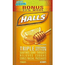 Halls Menthol - Cough Suppressant/Oral Anesthetic Honey-Lemon Drops 40 ct.