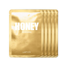 LAPCOS Honey Sheet Mask, Dagelijkse Gezichtsmasker met Hyaluronzuur en Antioxidanten, 5-Pack