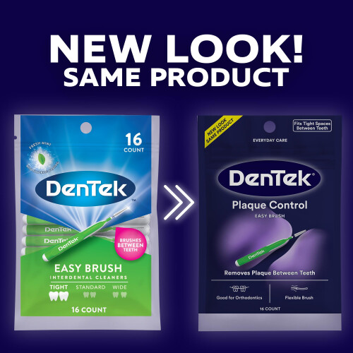DenTek Easy Brush Plaque Control Interdental Cleaners Tight 16 Count 3 Pack 1