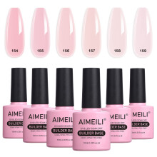 AIMEILI Nude Roze Builder Base Gel voor Nagels, Geen Slip Oplossing Builder Extensie, Soak Off Melkachtig Roze Gel Nagellak 6pcs X 10ml - Kit Set 37