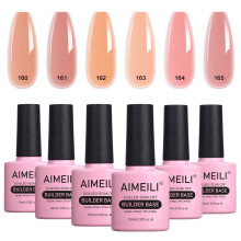 AIMEILI Sheer Color Builder Base Gel voor Nagels, Geen Slipoplossing Builder Verlenging, Soak Off Nude Gel Nagellak 6pcs X 10ml - Kit Set 38