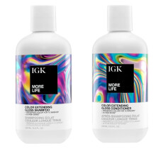 IGK MORE LIFE Kleurverlengende Gloss Shampoo en Conditioner Set | Bewaart Kleurbehandeld Haar | UV Bescherming | Vegan + Dierproefvrij | 8 oz