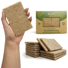 Esfreges base de plantas AIRNEX - Pacote de 12 esfreges anti-riscos de casca de coco para pratos - Esfregadores de pratos multiuso para limpe