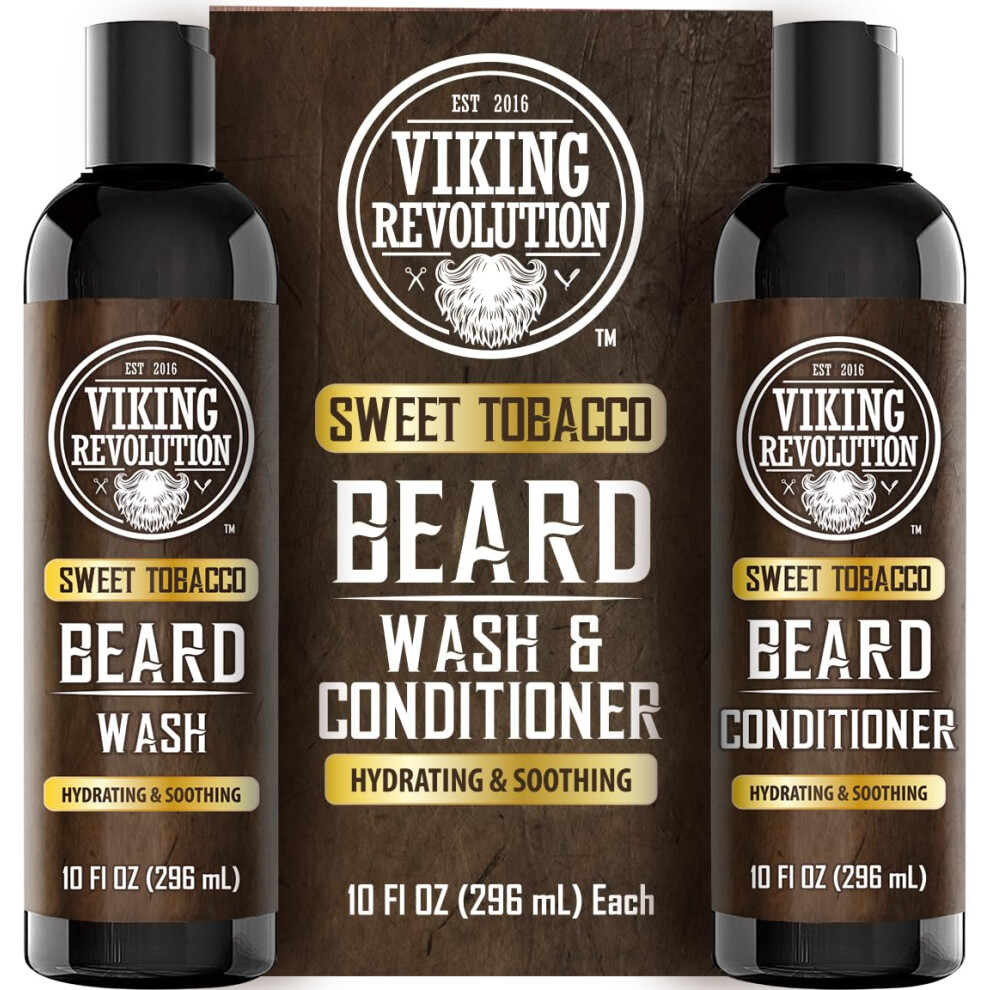 Viking Revolution Men's Beard Wash And Beard Conditioner For With Argan Oil And Jojoba Oil - Beard Softener And Strengthener Beard Care Beard Shamp