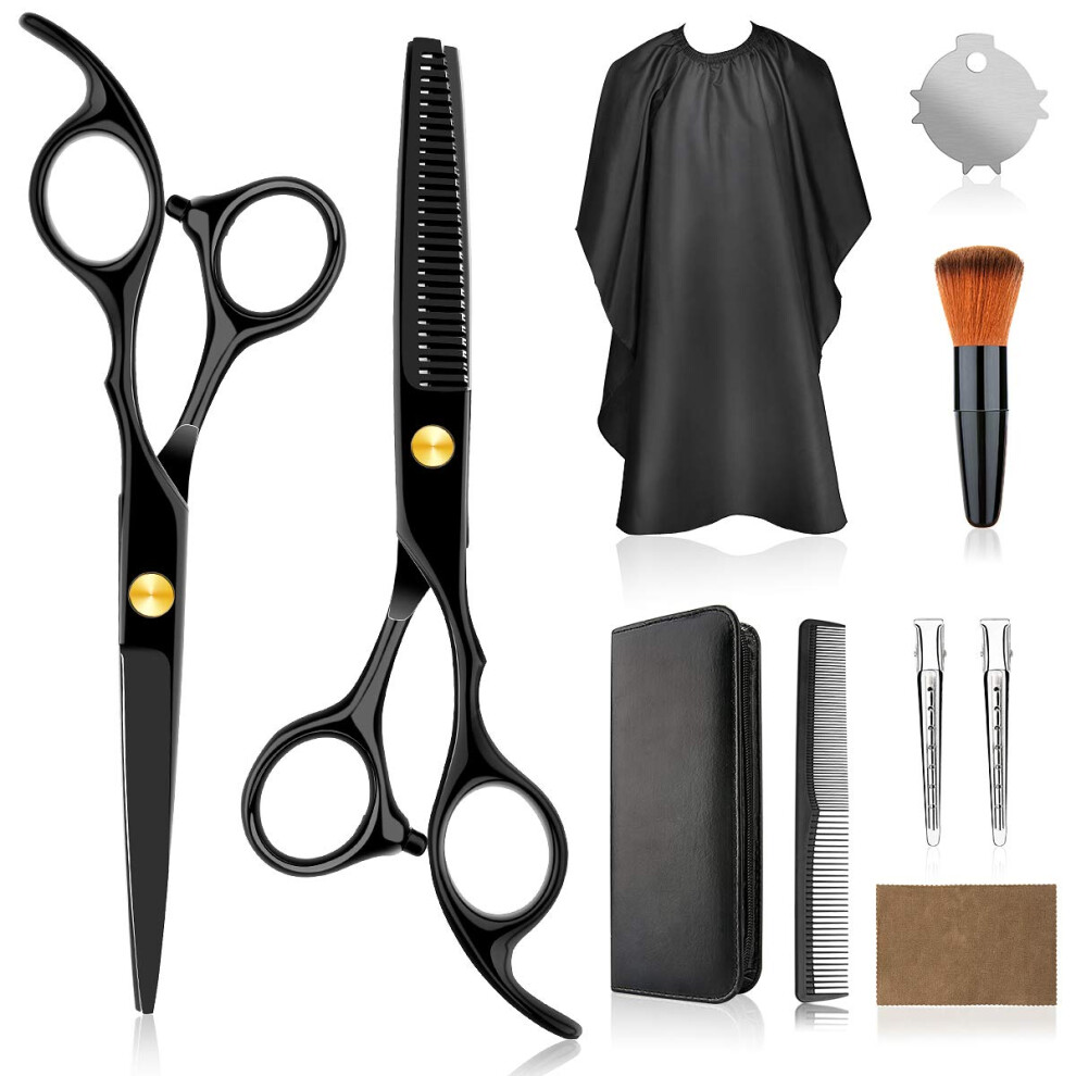 Himart Professional Home Hair Cutting Kit Home Haircutting Scissors Barber/Salon/Home Thinning Shears Kit With Comb And Case Black Cape For Men Women