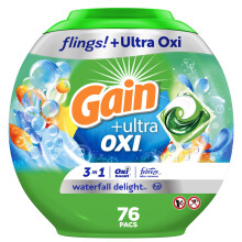 Gain flings Ultra Oxi Laundry Detergent Pacs 3-in-1 HE-yhteensopiva Waterfall Delight Scent 76 Count