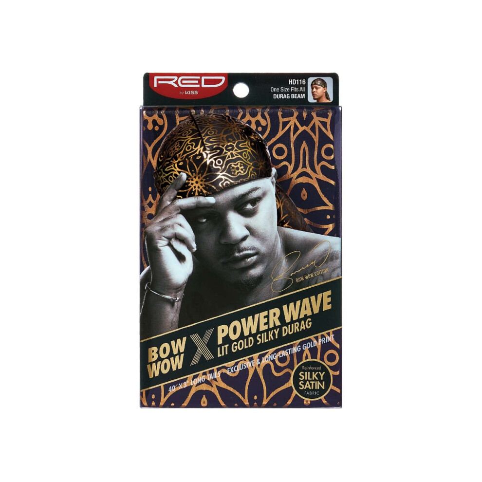 Red By Kiss Unisex Red,Gold Bow Wow X Lit Gold Silky Durag Power Wave Durag (Beam)