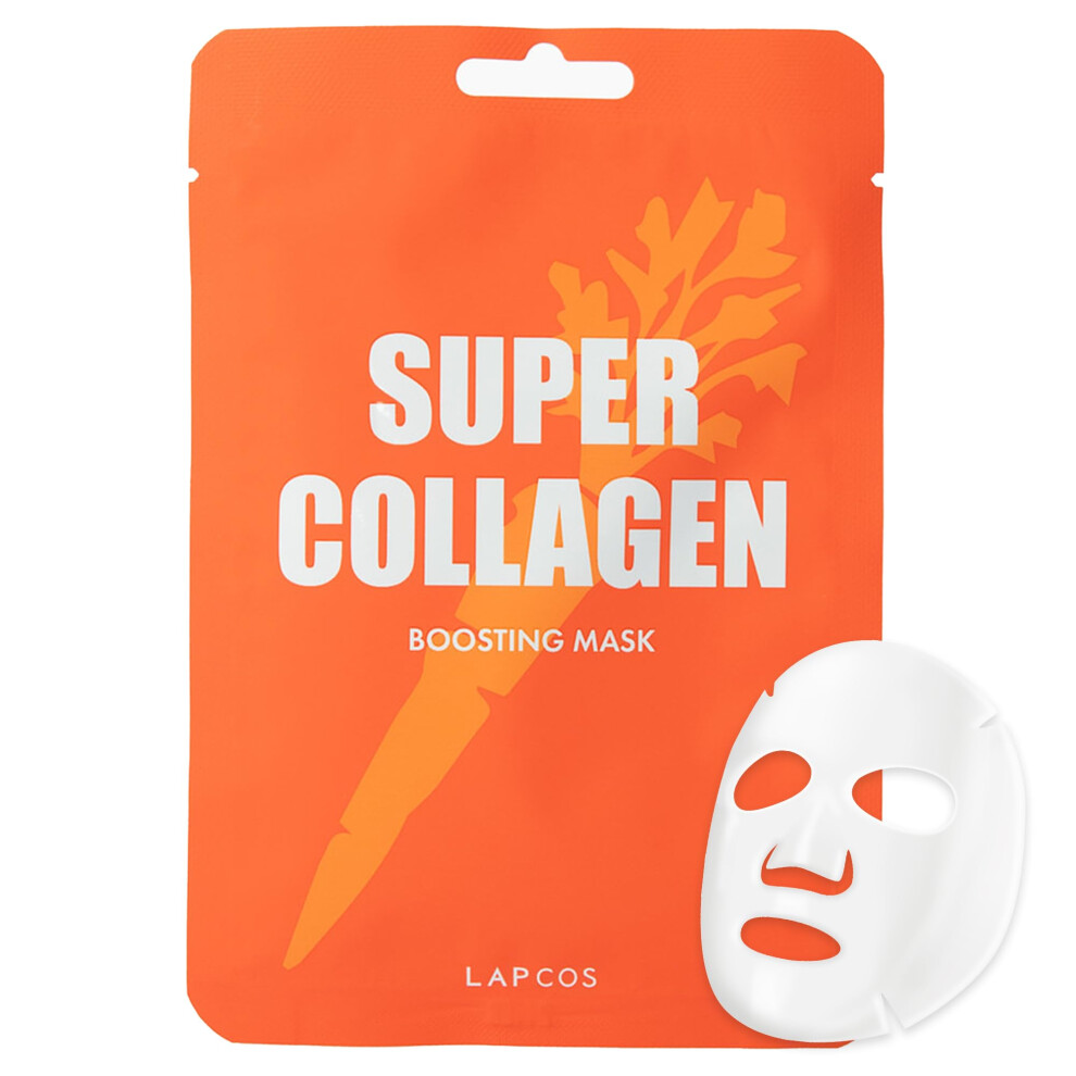 Lapcos Super Collagen Sheet Mask - Hydrating Face Masks W/Peptide Complex Vegan Collagen Niacinamide & Hyaluronic Acid - Revitalizing & Firming