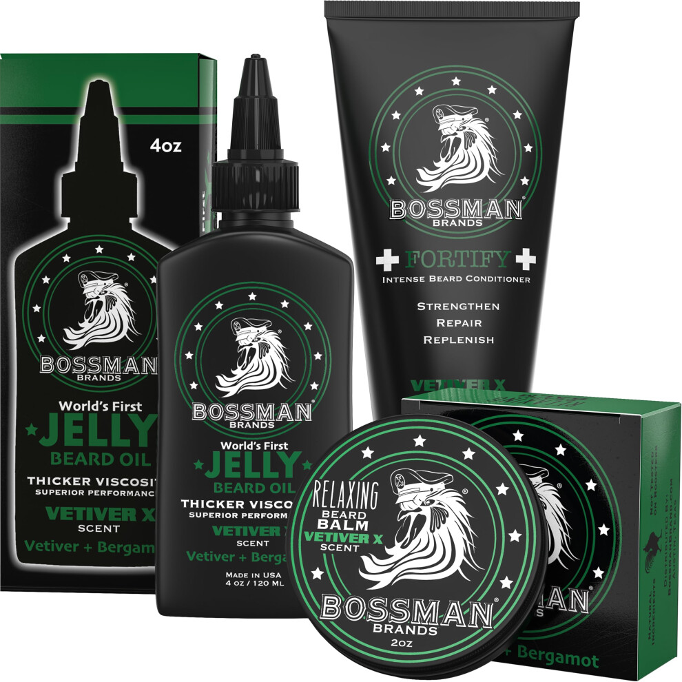 Zestaw Do Brody Bossman Essentials Dla Mezczyzn - Olejek Do Brody W Galarecie Wzmacniajaca Odzywka W Kremie Balsam Do Brody - Akcesoria Do Pieleg-image
