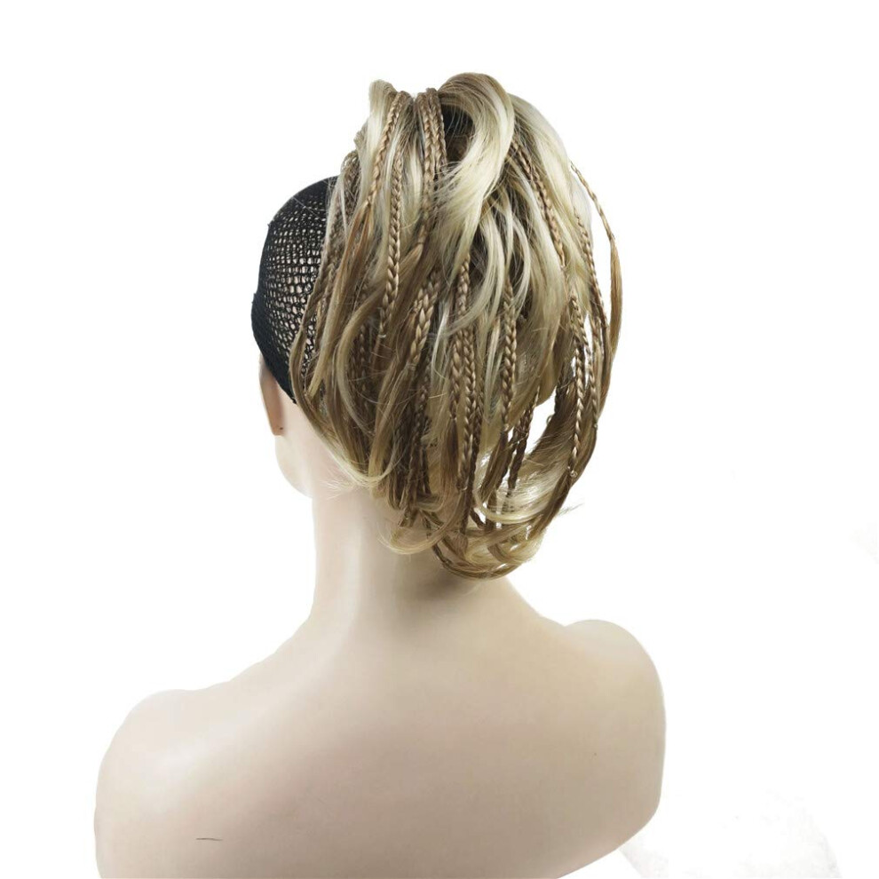 Wiginway Tresse De Style Ponytail De Style Poney Extension Cheveux Synthtique La Main Avec Un Clip Griffe De Mchoire (Blonde Avec Des Ref-image