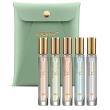 LOVERY Geburtstagsgeschenke fr Sie und Ihn, Parfm-Set, 5er-Pack Parfm-Probe-Sets fr Damen und Herren mit Lederetui 10 ml Mini-Parfm fr Reis