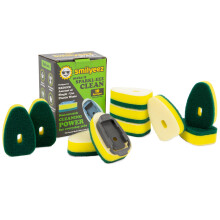 Recarga de esponja verde resistente sem plstico Smilyeez para recarga de varinha de loua Scotch-Brite, pacote com 10 com adaptador