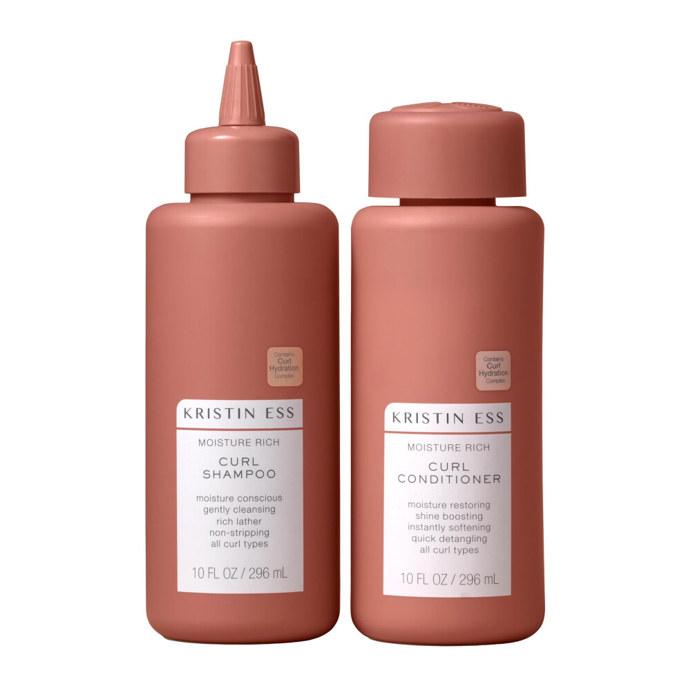 Kristin Ess Hair Curl Shea Butter Shampoo And Conditioner Set For Curly Hair Bounce + Shine - Anti Frizz Moisture + Deep - Clean + Vegan Product