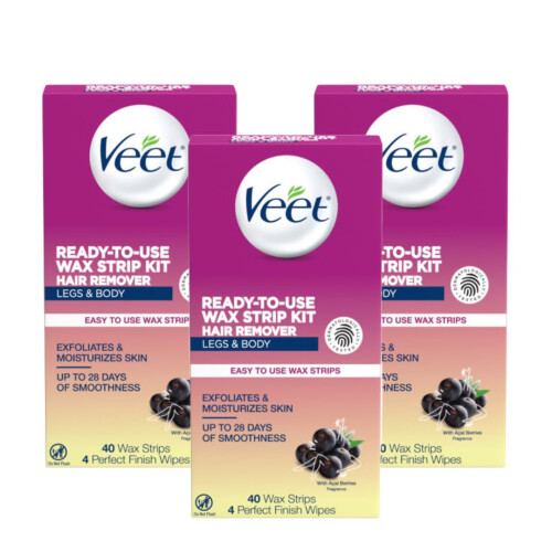 Veet Veet Vaxstrips för ben och kropp, 40 st (3-pack)