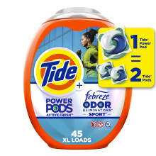 Tide Power Pods Pyykinpesuainepakkaukset Febreze Sportilla 45 Count Febreze Freshness ja Sport Odor Defense