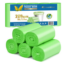 [200 Counts] 2.6 Gallon Biodegradable Trash Bags | Eco-Friendly  Unscented  10L Small Size Bags for Bathroom Bedroom Office Kitchen Trash Can | C