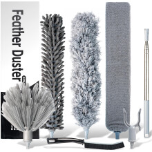 Microfiber Feather Duster with Extension Pole 100 inches - 8 PCS Reusable Bendable Washable Extendable Dusters for Cleaning Ceiling Fan High