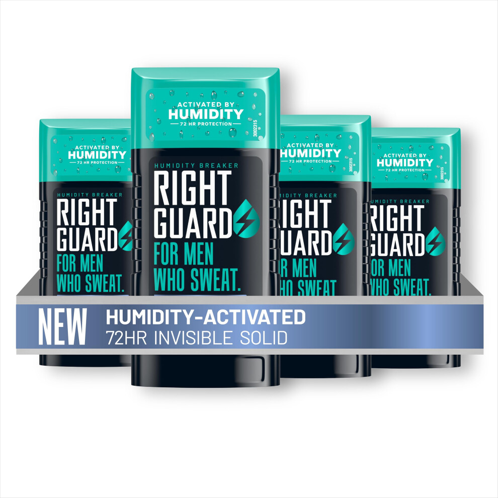 Right Guard Humidity Breaker Antiperspirant & Deodorant For Men Cold Front Scent 2.5Oz (4 Pack) Invisible Solid 2X Sweat Protection 72Hr Odor