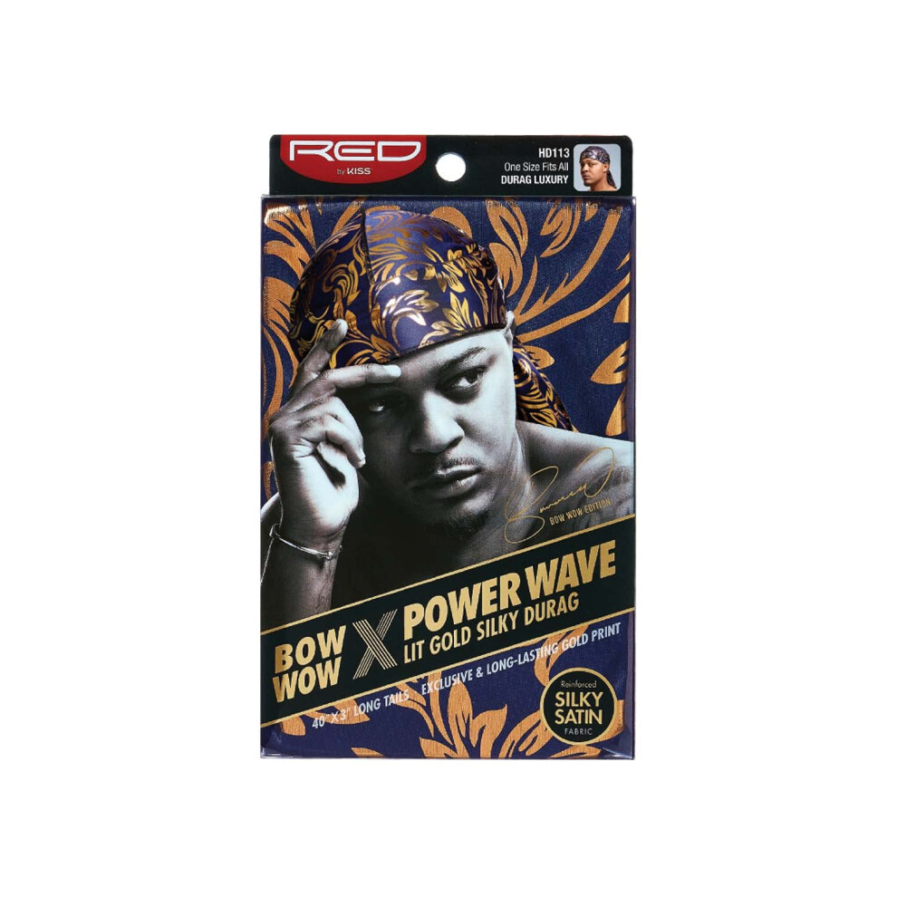 Red By Kiss Bow Wow X Lit Gold Silky Durag Power Wave Durag (Lusso)-image