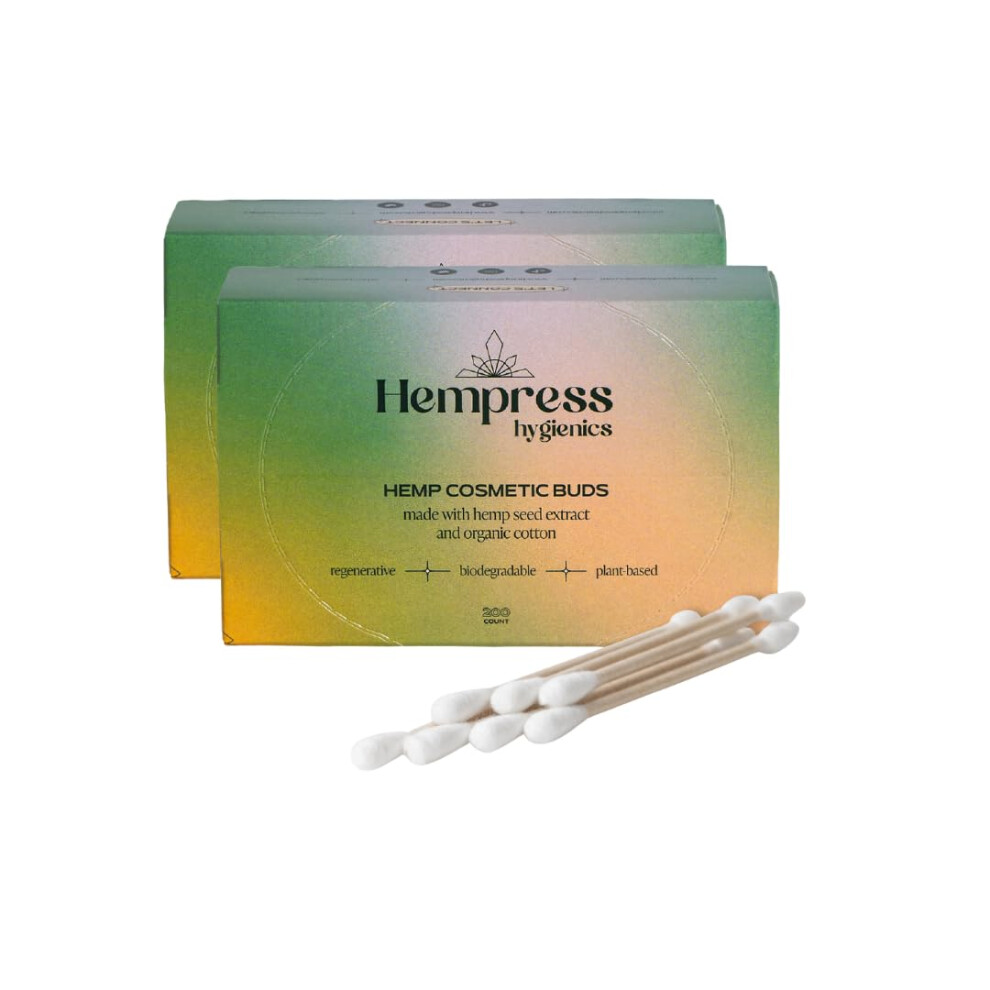 Hempress Hygienics Hempress Organic Cotton Swabs For Ears Cotton Ear Swabs With Bamboo Sticks Sturdy Cotton Swab Suitable For Makeup Touch-Ups & Cleaning Natural