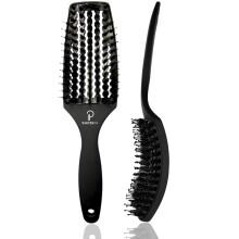Inatekpro Curved Vented for Blow Drying - Boar Bristle Brush (Medium) with Comfortable Handle - Soft Bristle Brush for Thick and Fine Hair - Natu