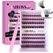Fablosslashes Selbstklebendes Wimpern-Set, 96-teilig, D-Curl-Wimpern zum Aufdrcken, wiederverwendbar, selbstklebende Wimpern, kein Kleber, kein Entf