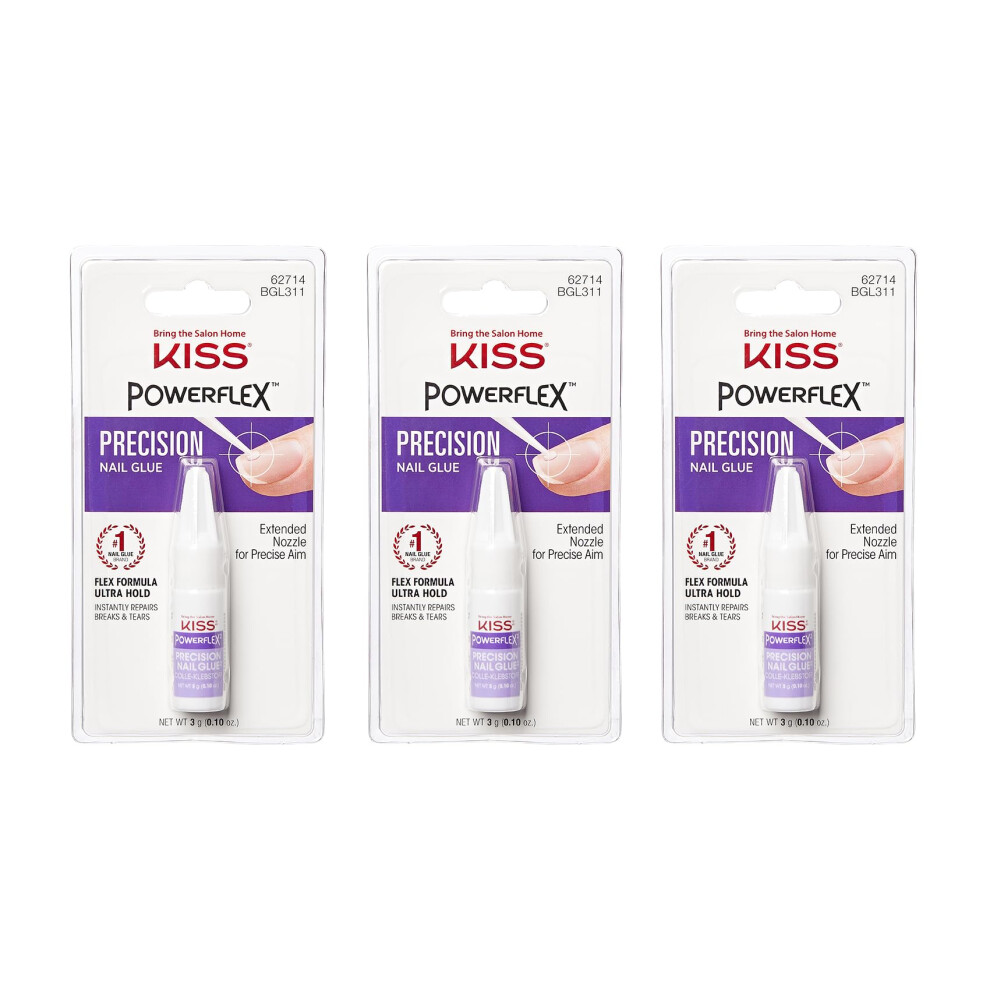 Kiss Powerflex Precision Nail Glue 0.10 Ounce (Pack Of 3)