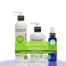 RemySoft Moisturelab Rapid Renewal System - Bezpecn pro prodluovn vlasu Tkaniny a paruky - Salon Formula Shampoo Conditioner & Leave-In Condition
