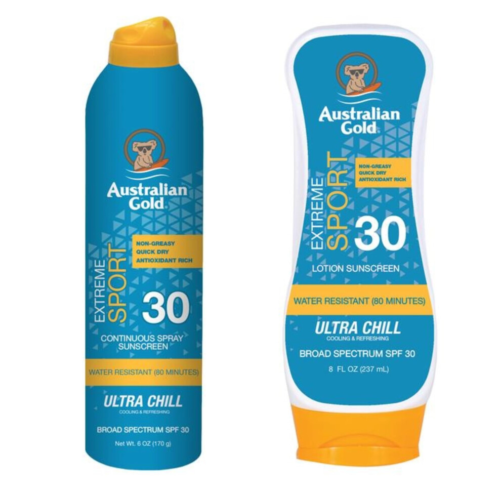 Australian Gold Extreme Sport Sunscreen Lotion SPF 30 & Extreme Sport Continuous Spray Sunscreen SPF 30  Sport Bundle
