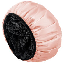 Aquior Duschhaube, Duschhaube fr Damen, wiederverwendbar, dreilagig, wasserdicht, Badehaube, seidige Satin-Auenschicht, Frottee-Futter, extra gro,