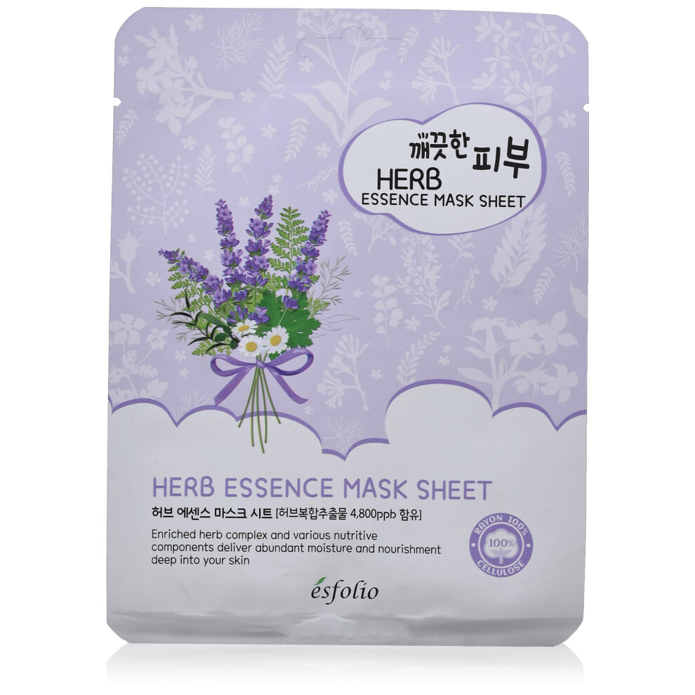 Esfolio Herb Essence Face Mask - Hydrating & Nourishing Sheet Masks Herbal Extract-Infused Skincare Soothing & Moisturizing Facial Masks For Al