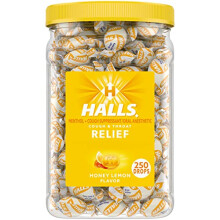 HALLS Relief Honey Lemon Cough Drops Bulk Cough Drops 250 Drops