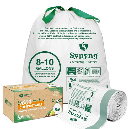 Compostable Trash Bags - Compost Bags with Drawstring - 100% ...