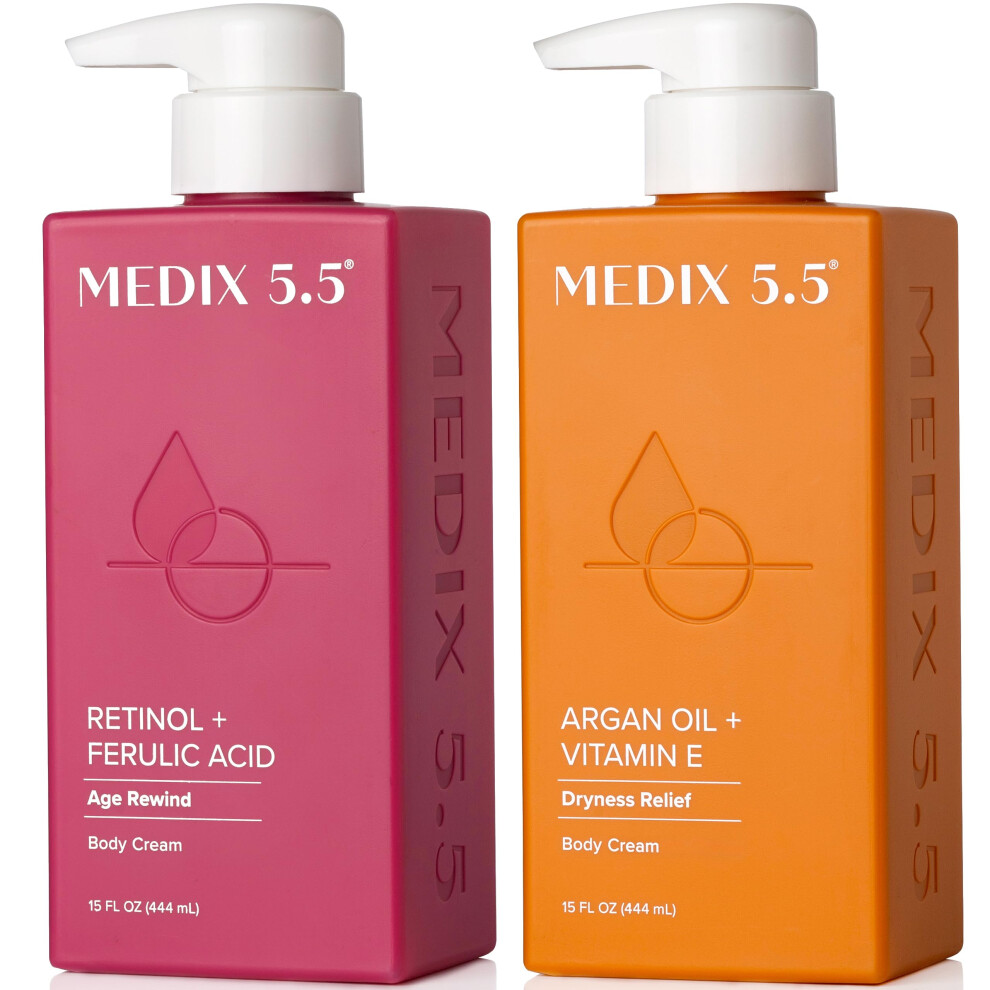 Medix 5.5 Retinol Body Lotion + Argan Oil Cream 2PC Skin Care Set Body & Face Moisturizer | Firming Body Lotion Bundle Reduces Look Of Wrinkles