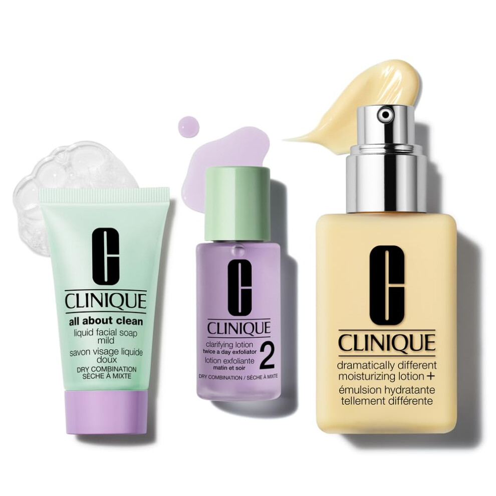 Clinique Great Skin  Great Deal Set For Dry Combination Skin Type II | Dramatically Different Lotion  All About Clean Mild Liquid Soap + Clarifyi