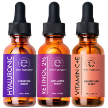 Eve Hansen Gesichtsserum-Set | Vitamin-C-Serum, Hyaluronsure-Serum, Retinol-Serum | Feuchtigkeitsspendendes und Anti-Aging-Serum-Set | 3x1 oz