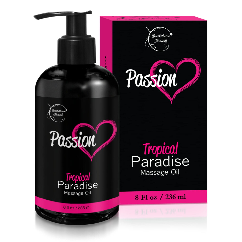 Brookethorne Natural Passion Sensual Massage Oil For Date Night | 100% Natural Body Oil For Couples With Jojoba & Almond | Aromatherapy & Relaxing Massage Therapy | P