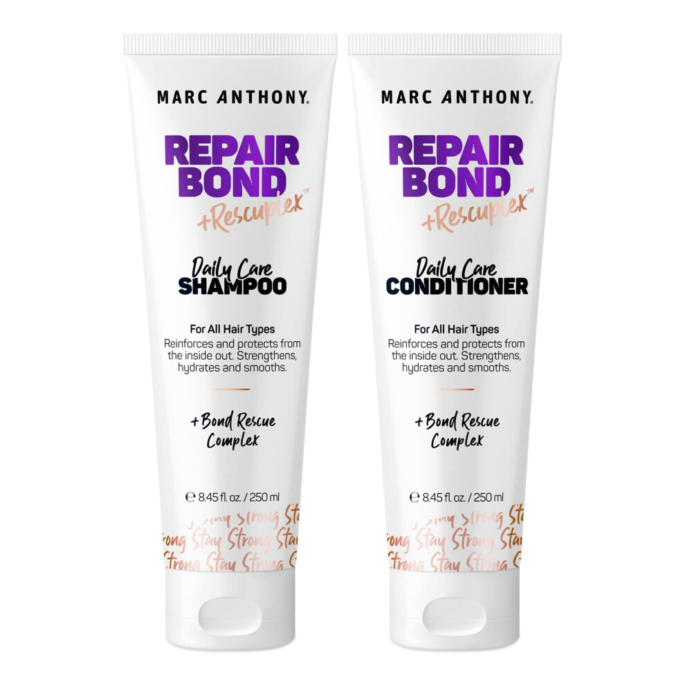 Marc Anthony Repairing Shampoo & Conditioner Set Repair Bond Rescuplex - Repairs Strengthens & Maintains Bonds Within Hair - Eliminates Frizz